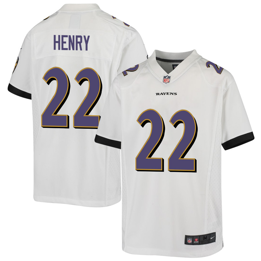 Derrick Henry 22 Baltimore Ravens Game White NFL Jersey Youth