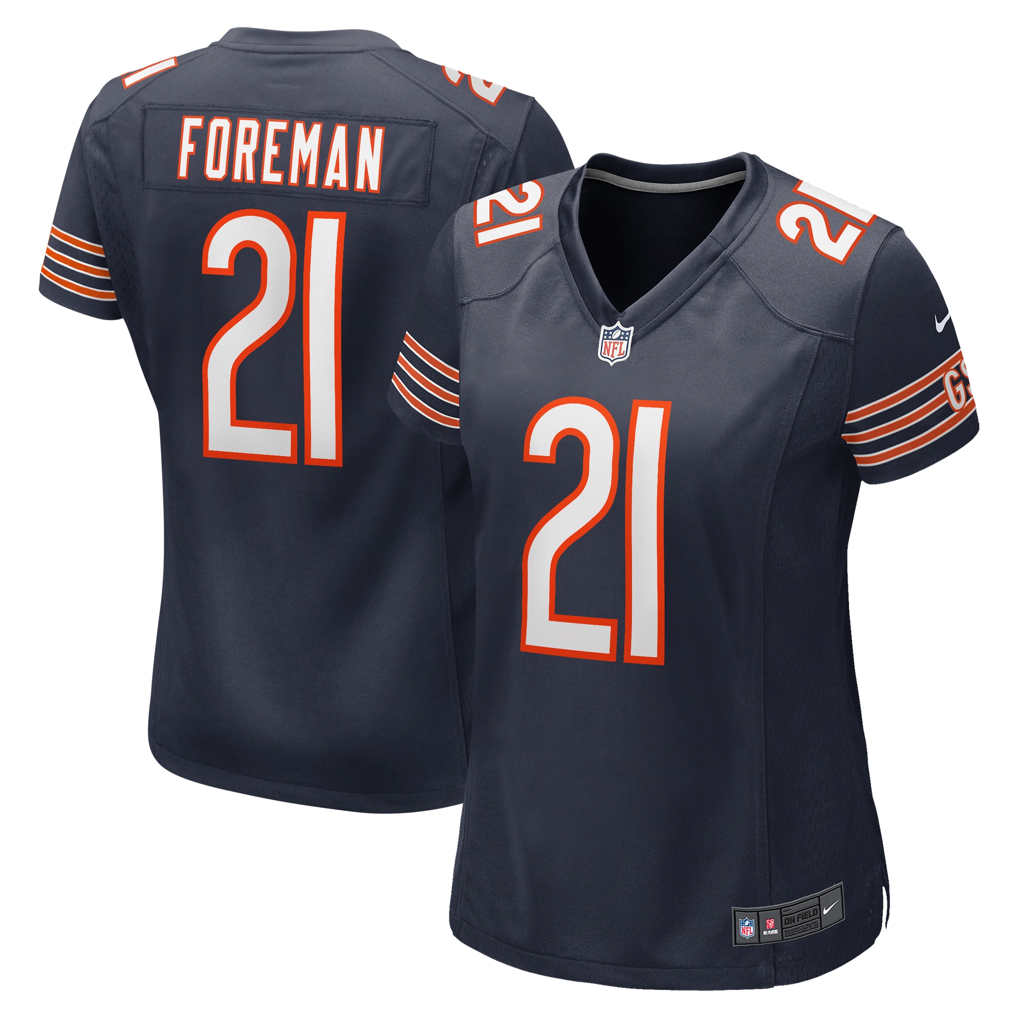 Chicago Bears D'Onta Foreman Navy Game NFL Jersey Women's