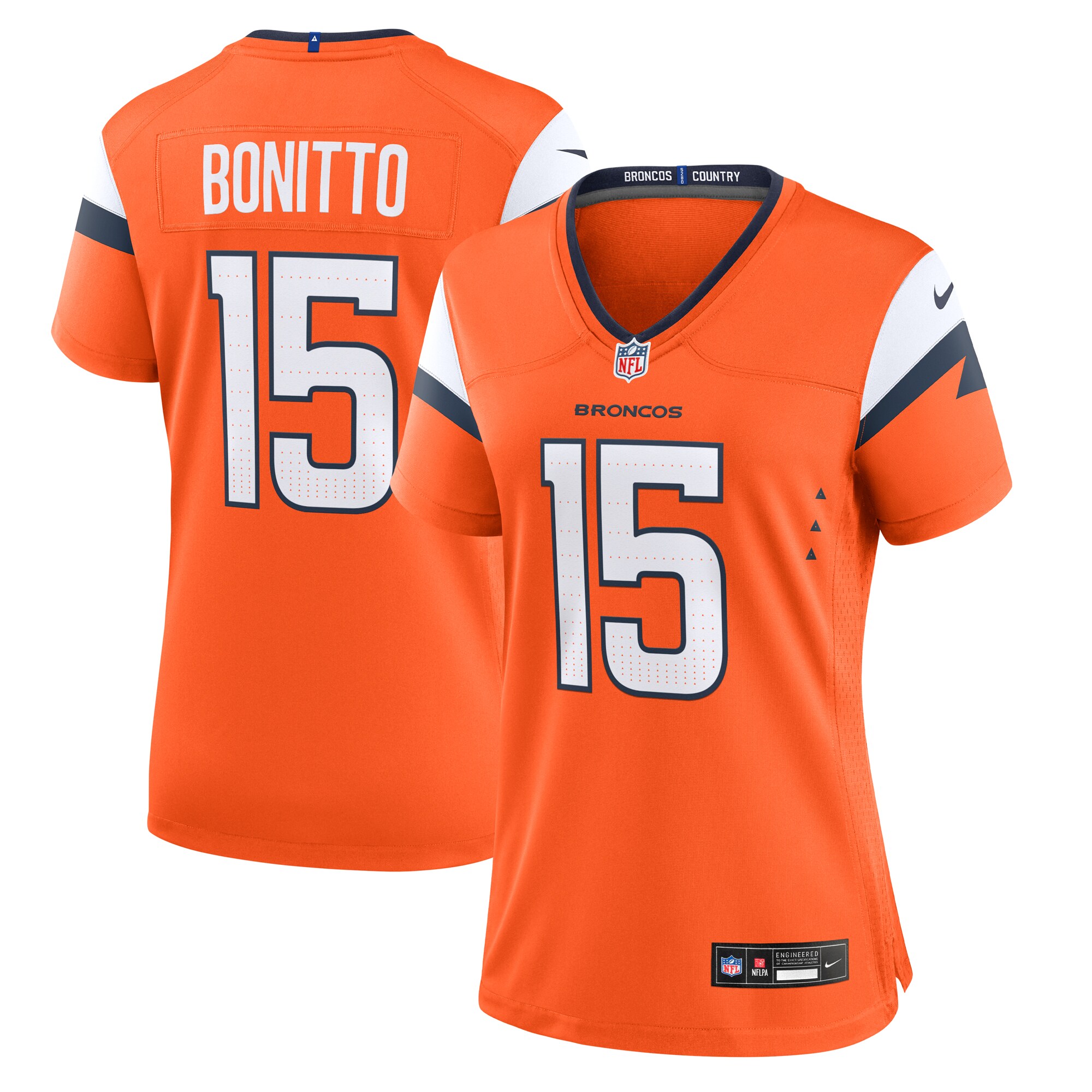 Denver Broncos Nik Bonitto Orange Team Game NFL Jersey Women's