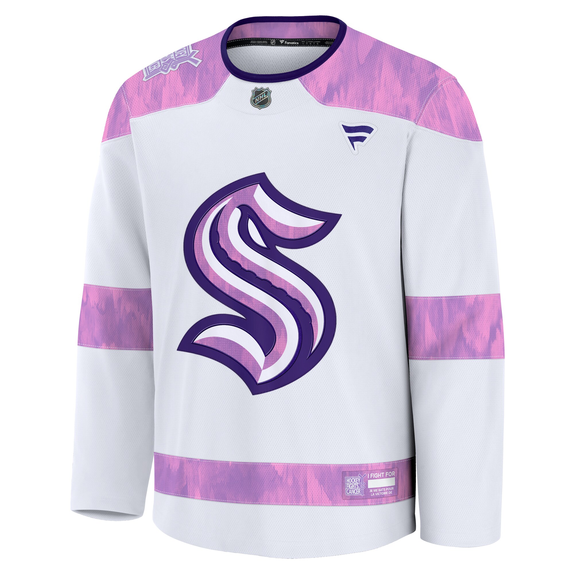 Seattle Kraken White 2024 Fights Cancer Practice NHL Jersey Men's