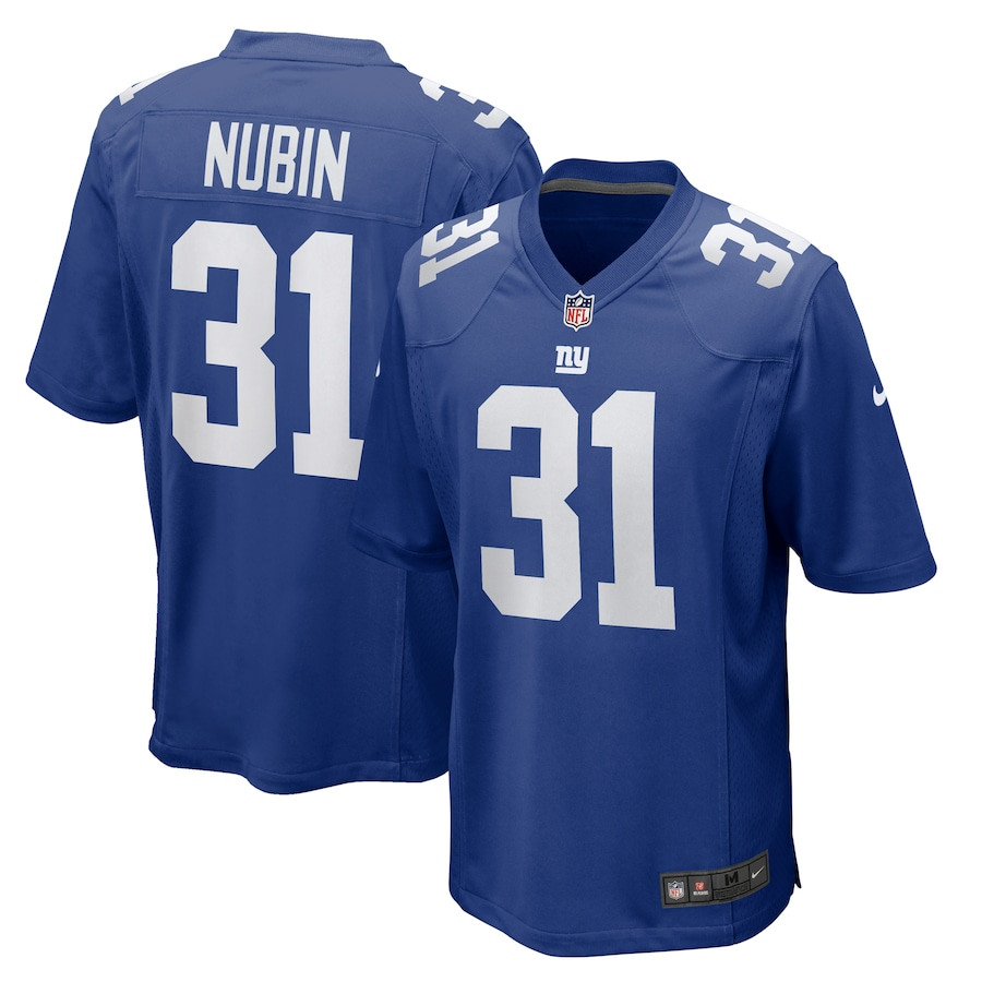 Tyler Nubin 31 New York Giants Team Game Royal NFL Jersey Men's