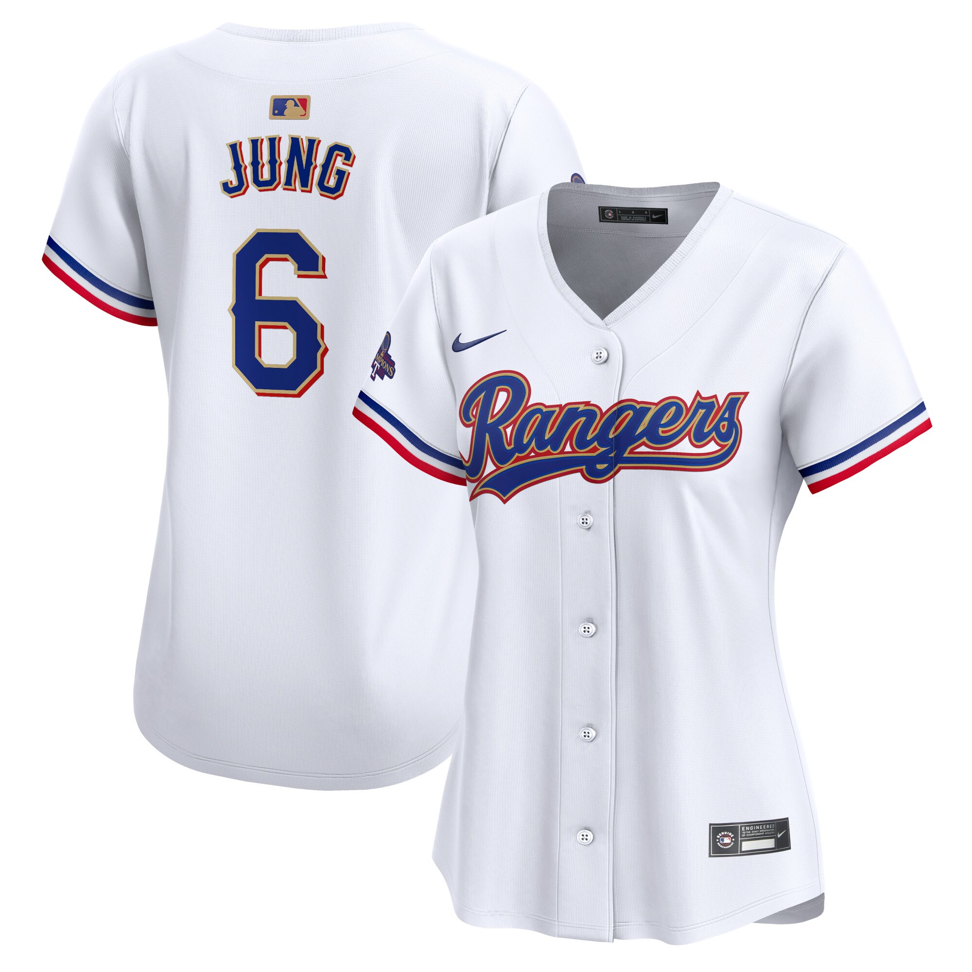 Texas Rangers Josh Jung White 2024 Gold Collection Limited Player MLB Jersey Women's
