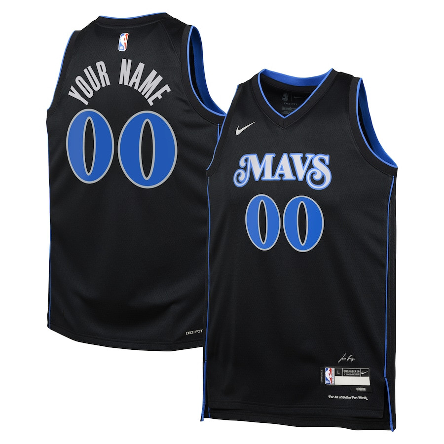 Dallas Mavericks 2023/24 City Edition Swingman Custom Black NBA Jersey Youth