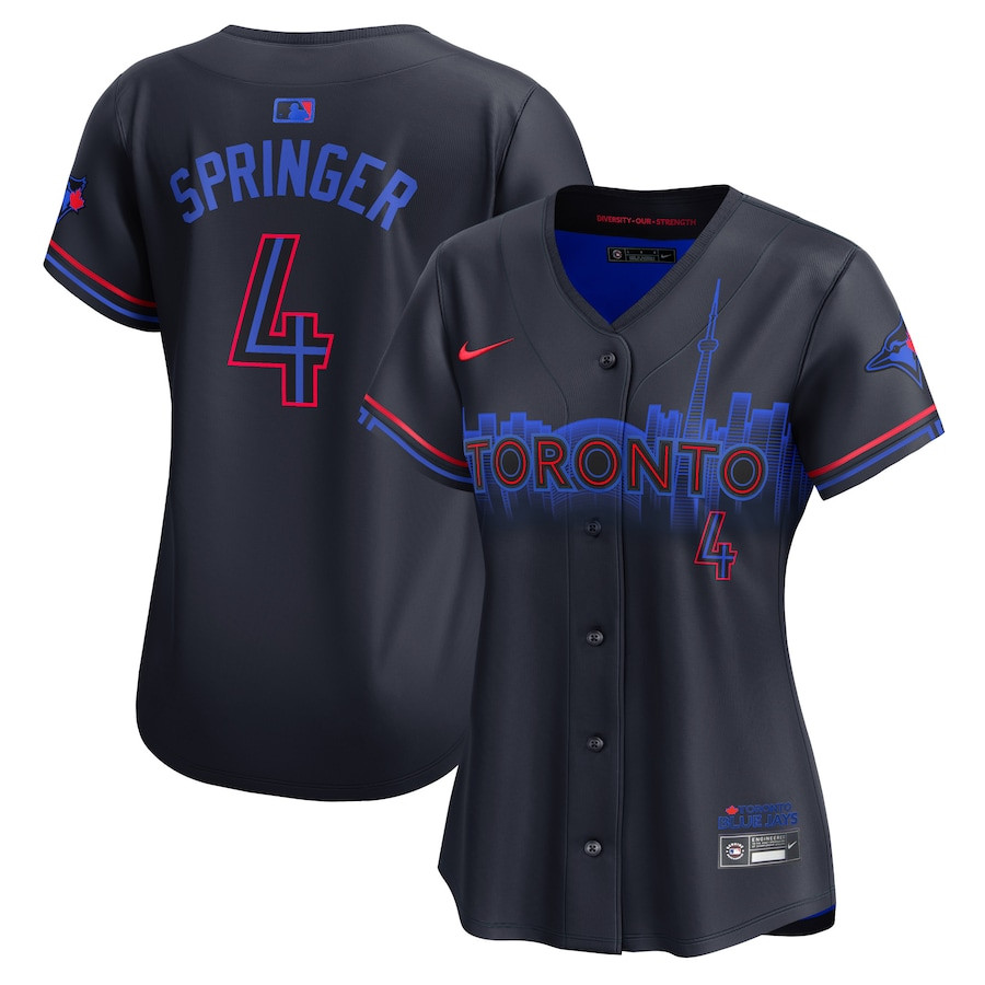 George Springer 4 Toronto Blue Jays 2024 City Connect Limited Navy MLB Jersey Women's