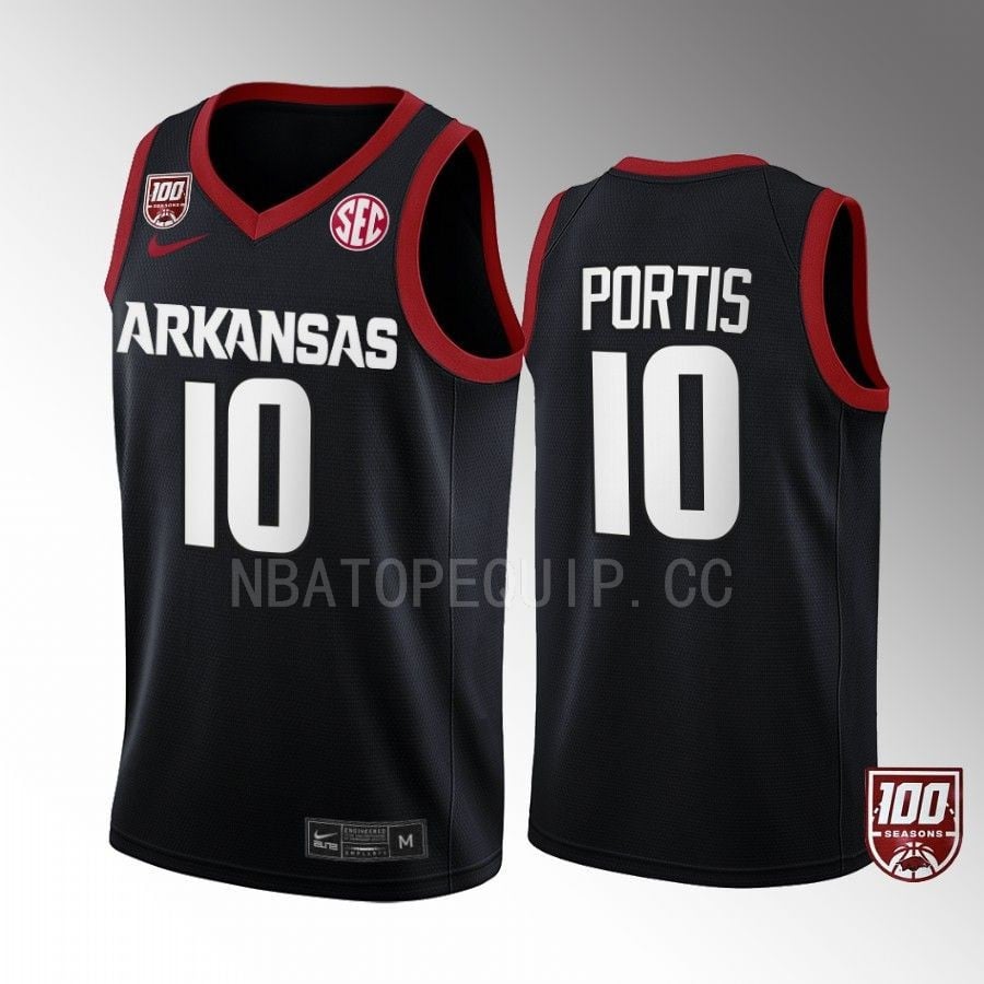 Bobby Portis 10 Arkansas Razorbacks Black 100 Season College NCAA Jersey Men's