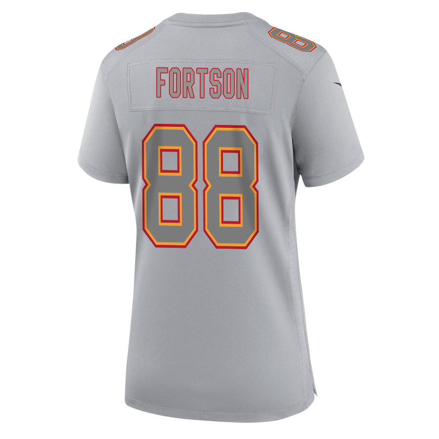 Jody Fortson 88 Kansas City Chiefs Super Bowl LVIII Champions 4X Atmosphere Fashion Game Gray NFL Jersey Women's
