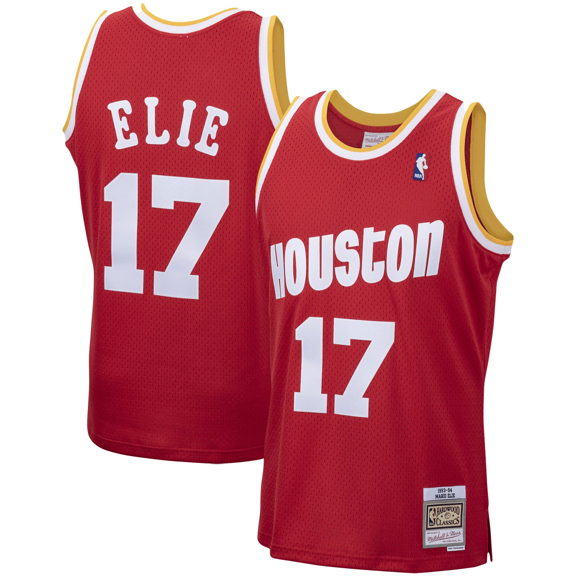 Mitchell Ness Mario Elie Red Houston Rockets 1993-94 Hardwood Classics Swingman NBA Jersey Men's