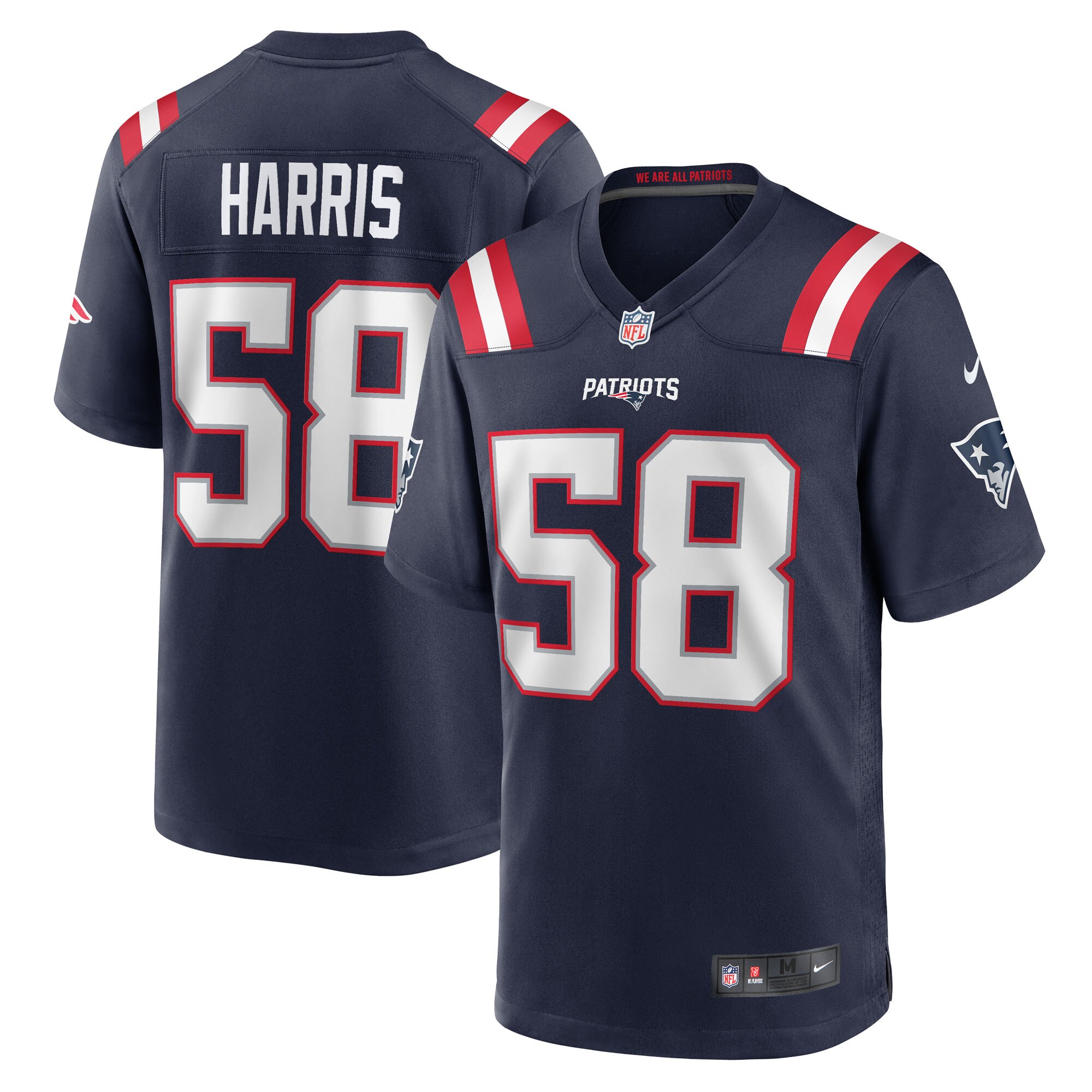 New England Patriots Marcus Harris Navy Team Game NFL Jersey Men's