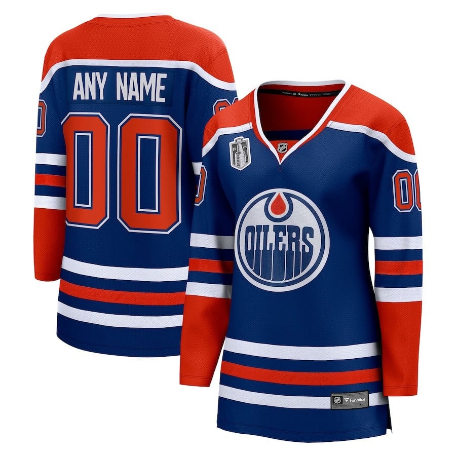 Edmonton Oilers 2024 Stanley Cup Final Home Breakaway Custom Name Royal, Women NHL Jersey Women's