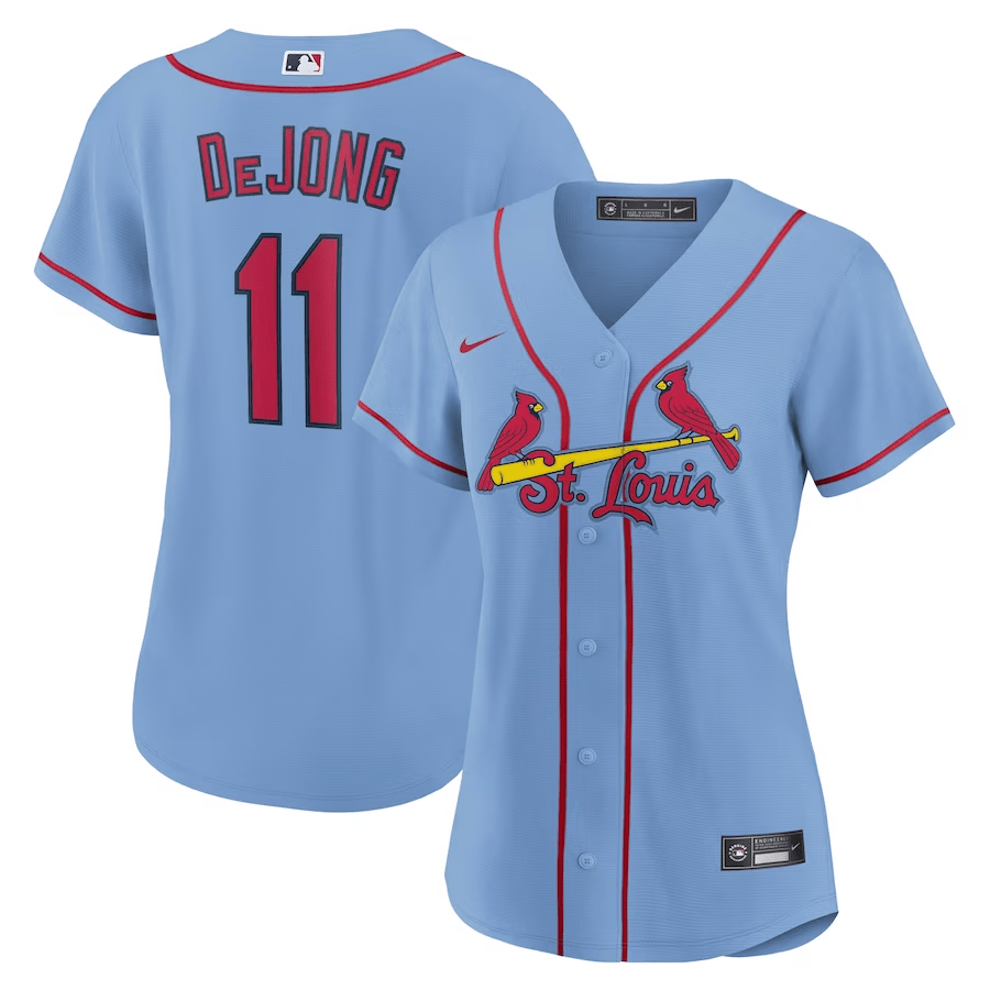 Paul DeJong 11 St. Louis Cardinals Alternate Light Blue MLB Jersey Women's