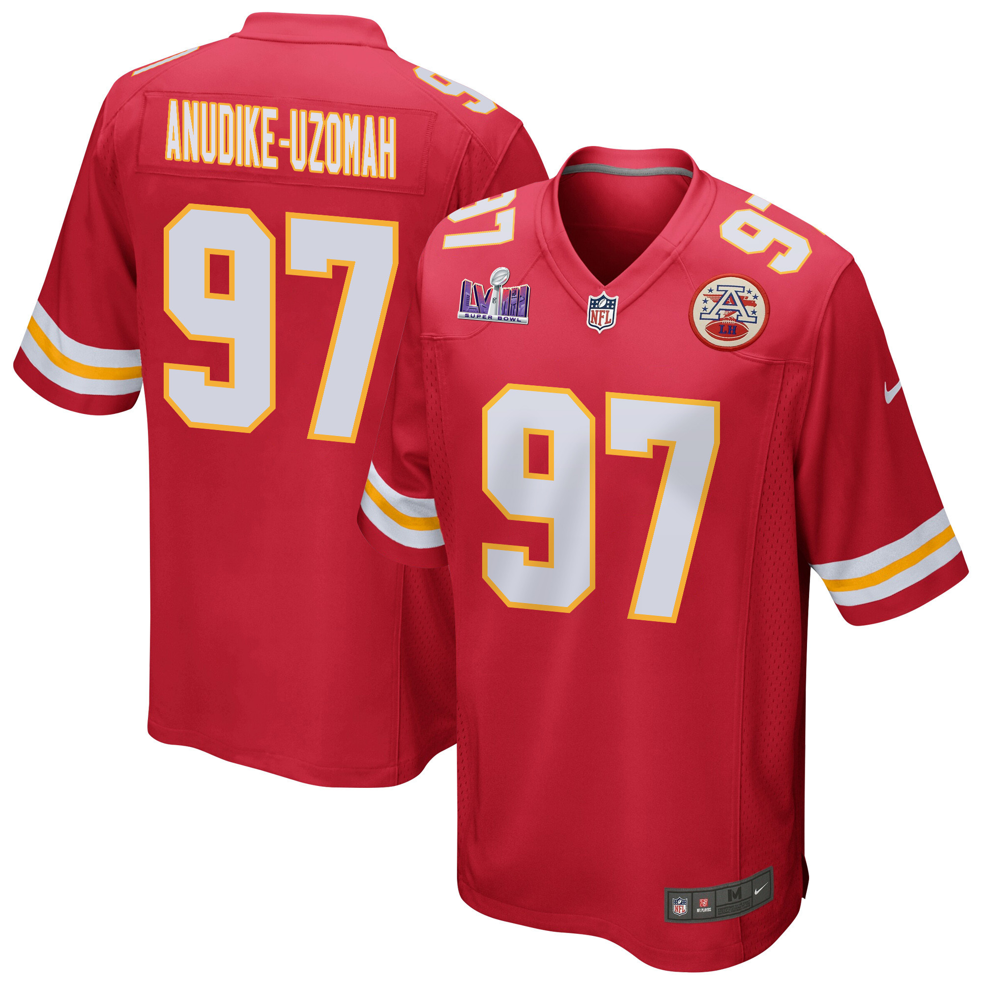 Felix Anudike-Uzomah 97 Kansas City Chiefs Super Bowl LVIII Patch Game Red NFL Jersey Men's
