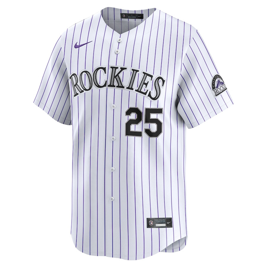 CJ Cron 25 Colorado Rockies Home Limited Player White MLB Jersey Men's