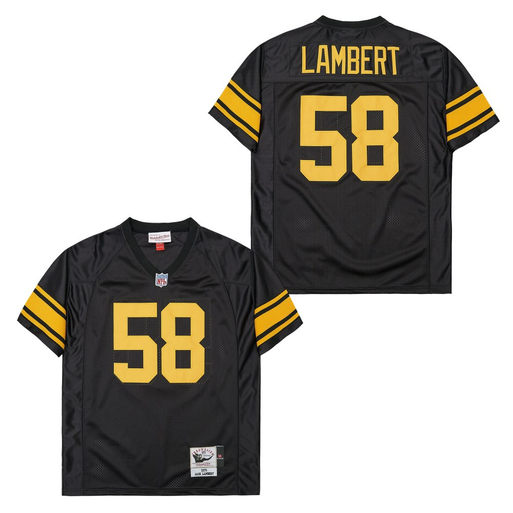 Jack Lambert 58 Pittsburgh Steelers Retro Throwback Black NFL Jersey Men's