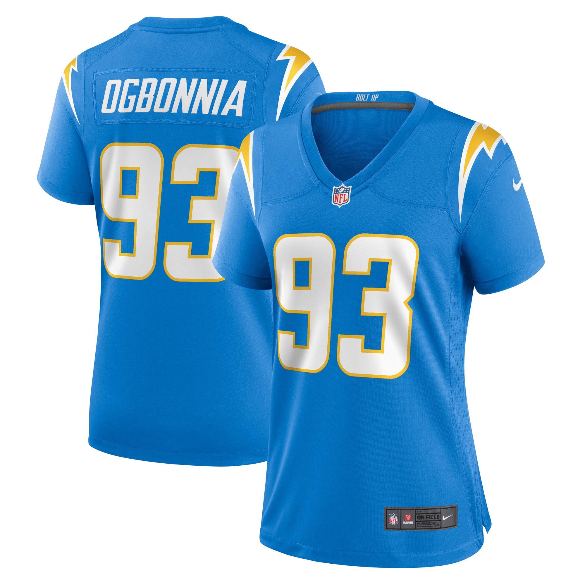 Los Angeles Chargers Otito Ogbonnia Powder Blue Game Player NFL Jersey Women's