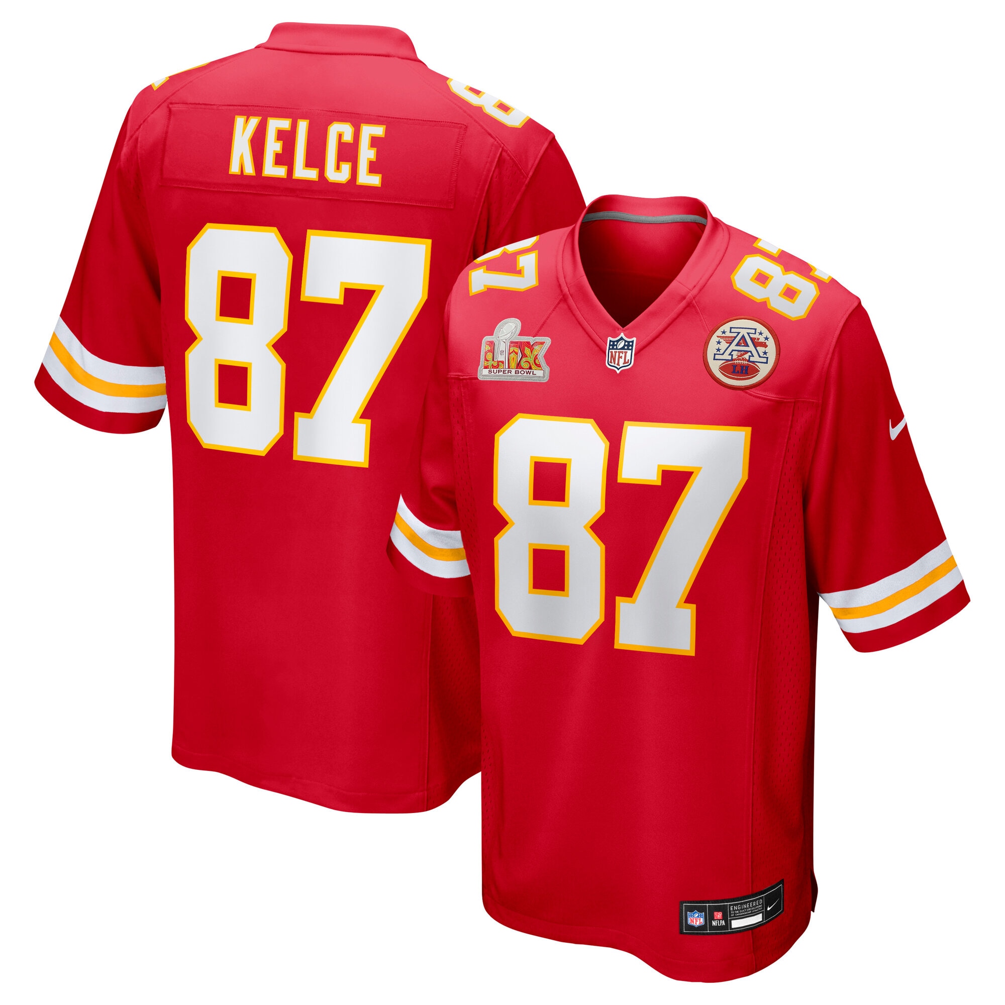 Kansas City Chiefs Travis Kelce Red Super Bowl LIX Game NFL Jersey Men's