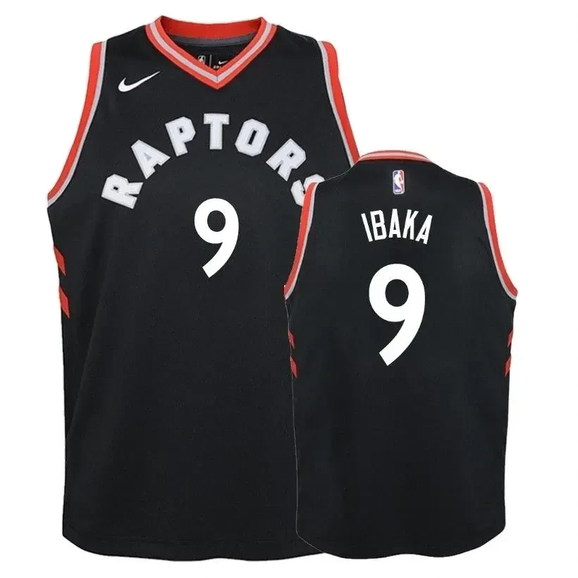 Raptors Serge Ibaka 9 Statet Black NBA Jersey Youth