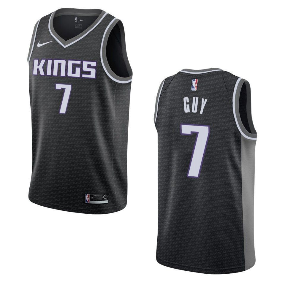 Sacramento Kings 7 Kyle Guy Statement Swingman Black NBA Jersey Men's