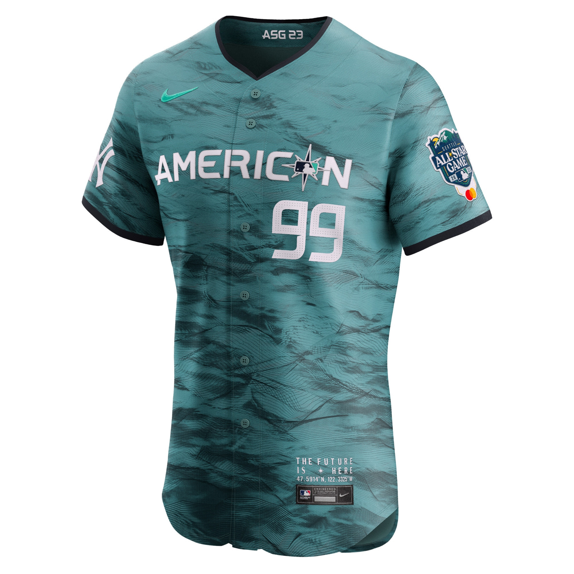 Aaron Judge 99 American League 2023 All Star Game Vapor Elite Teal MLB Jersey Men's