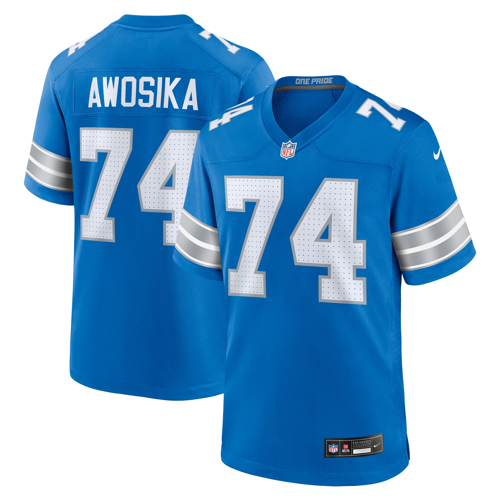 Detroit Lions Kayode Awosika Blue Team Game NFL Jersey Men's
