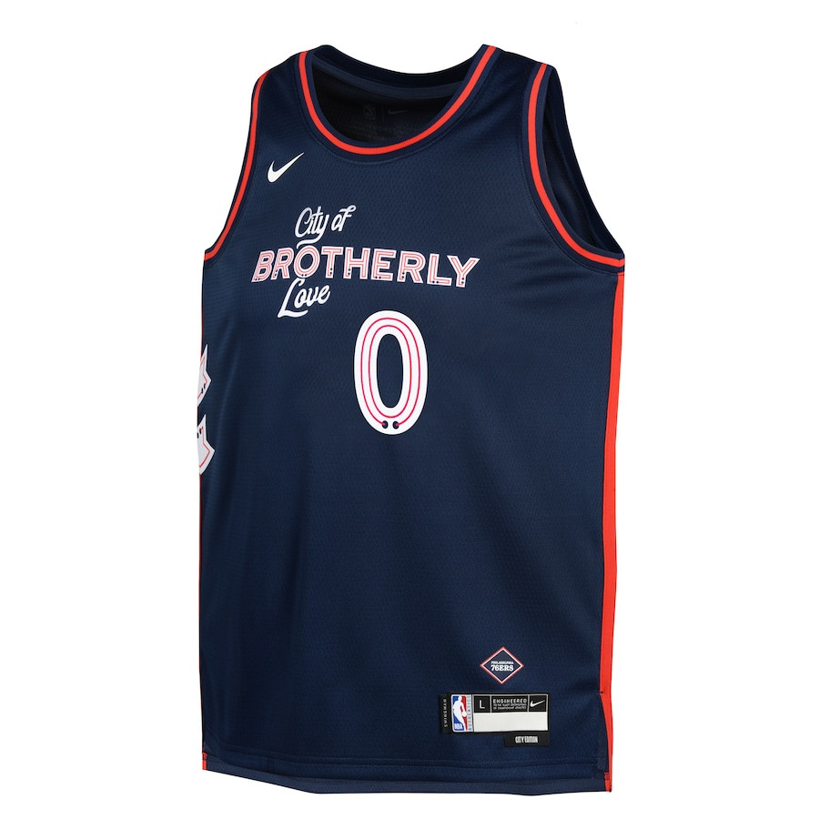 Tyrese Maxey 0 Philadelphia 76ers 2023/24 City Edition Swingma Navy NBA Jersey Youth