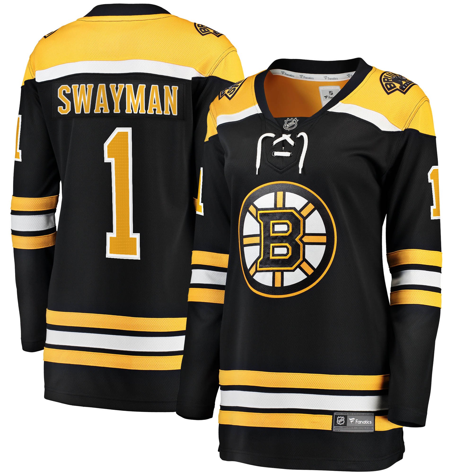 Jeremy Swayman 1 Boston Bruins Home Breakaway Women, Black NHL Jersey Women's
