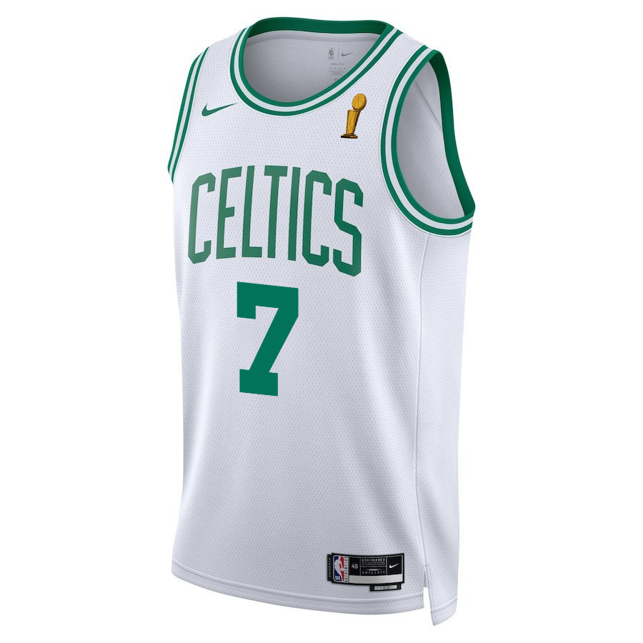 Jaylen Brown 7 Boston Celtics 2024 FINALS CHAMPIONS Swingman Association Editio White NBA Jersey Men's