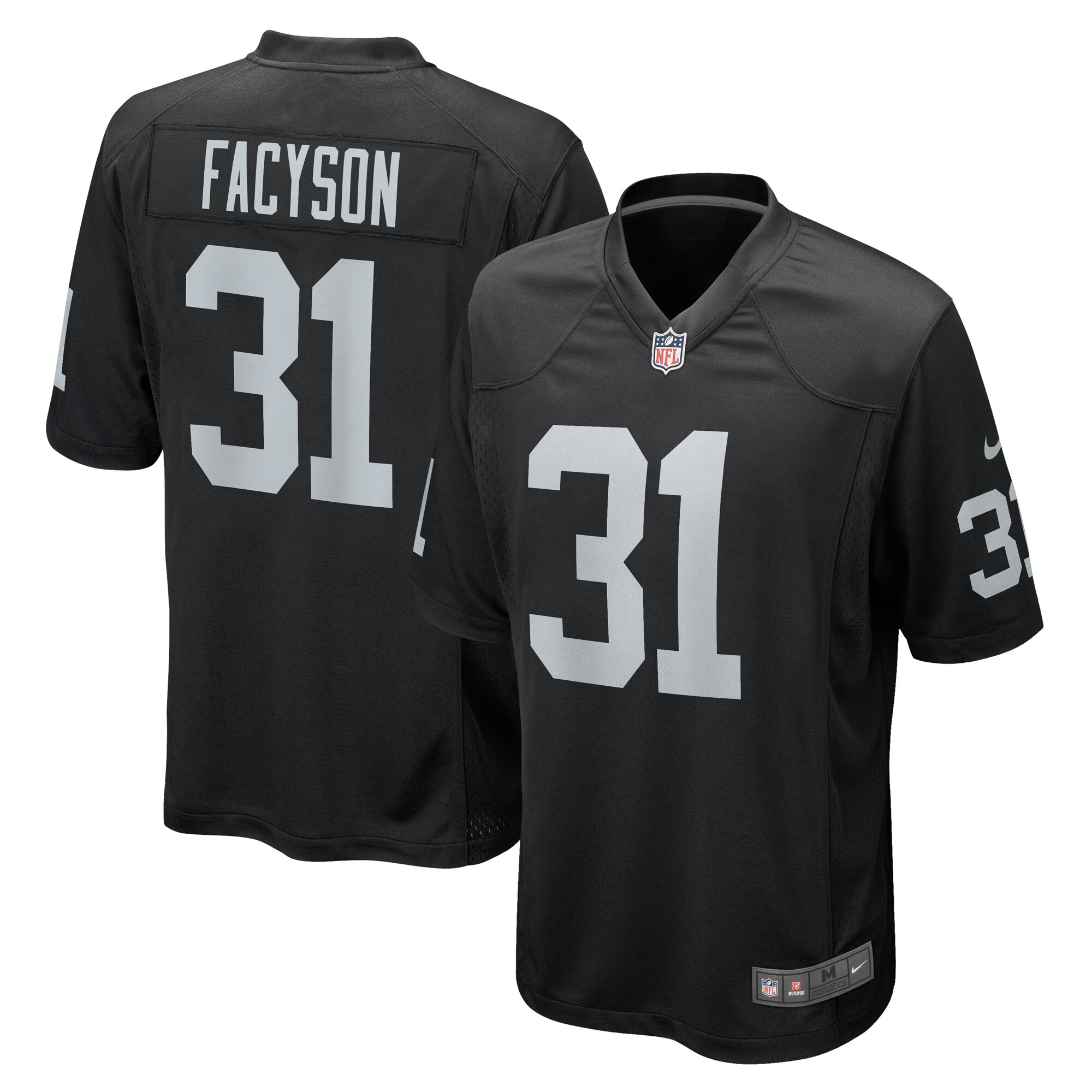 Las Vegas Raiders Brandon Facyson Black Team Game NFL Jersey Men's