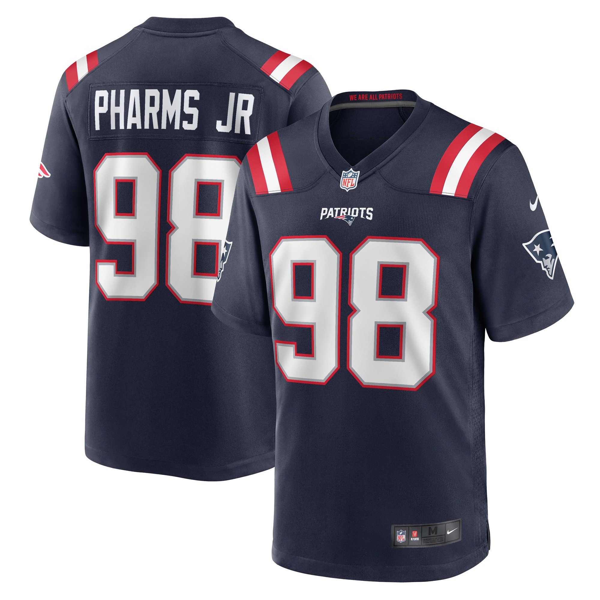 New England Patriots Jeremiah Pharms Jr. Navy Game NFL Jersey Men's