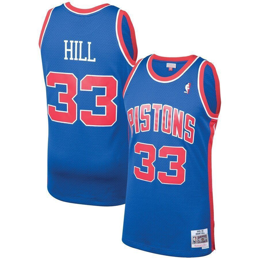 Grant Hill Detroit Pistons Mitchell Ness 1995-96 Hardwood Classics Swingman Player Blue NBA Jersey Men's