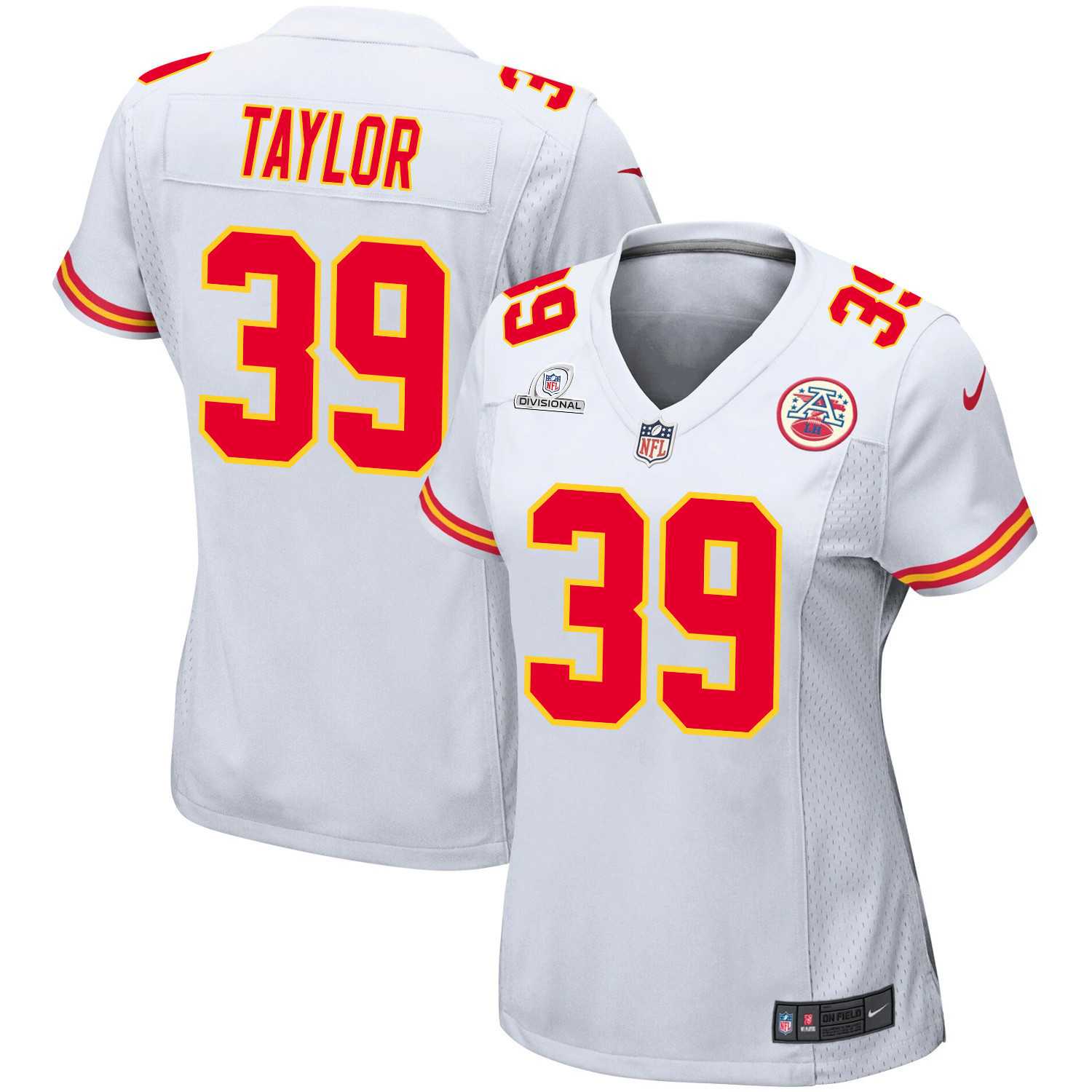 Keith Taylor 39 Kansas City Chiefs Super Bowl LVIII Patch Game White NFL Jersey Women's