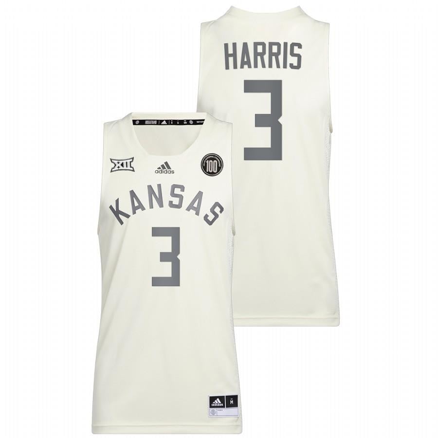 Kansas Jayhawks Dajuan Harris 3 202 White 100 Anniversary of 1922 Helms National Champs Retro NCAA Jersey Men's