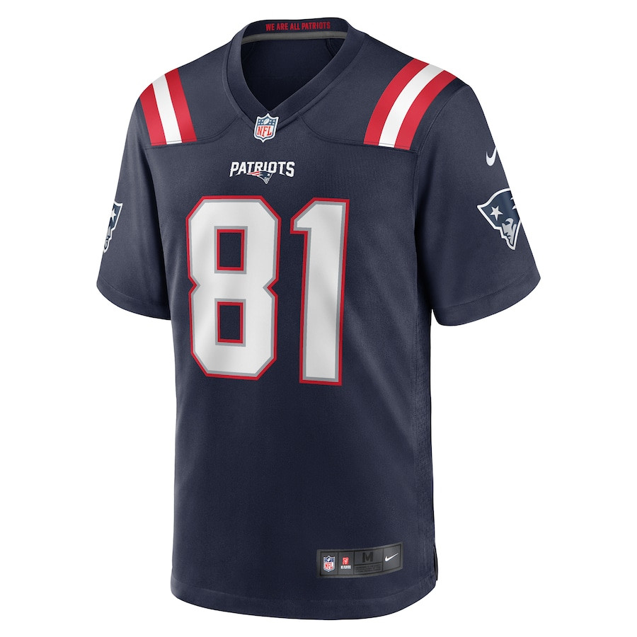 Austin Hooper 81 New England Patriots Team Game Navy NFL Jersey Men's