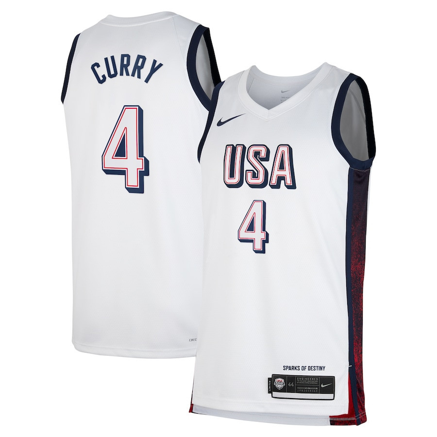 Stephen Curry 4 USA Unisex 2024 Swingman Player White NBA Jersey Unisex
