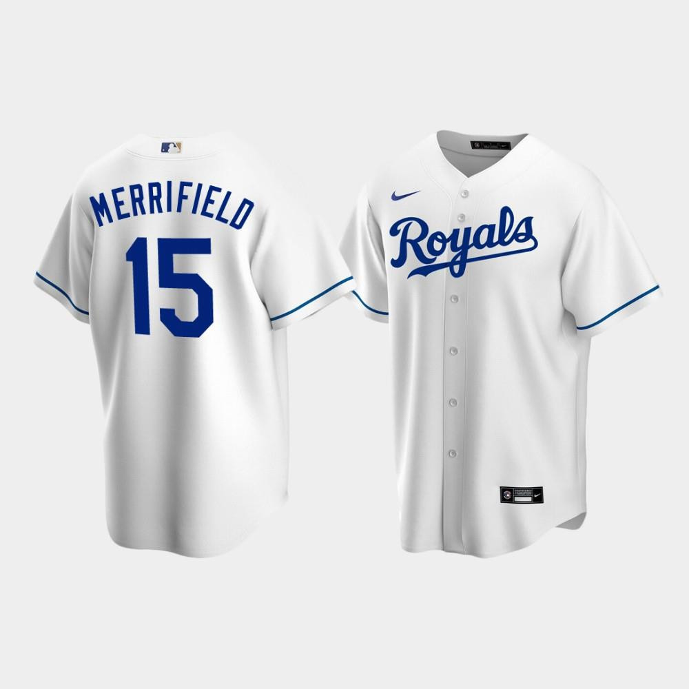 Kansas City Royals 15 Whit Merrifield White Home MLB Jersey Men's