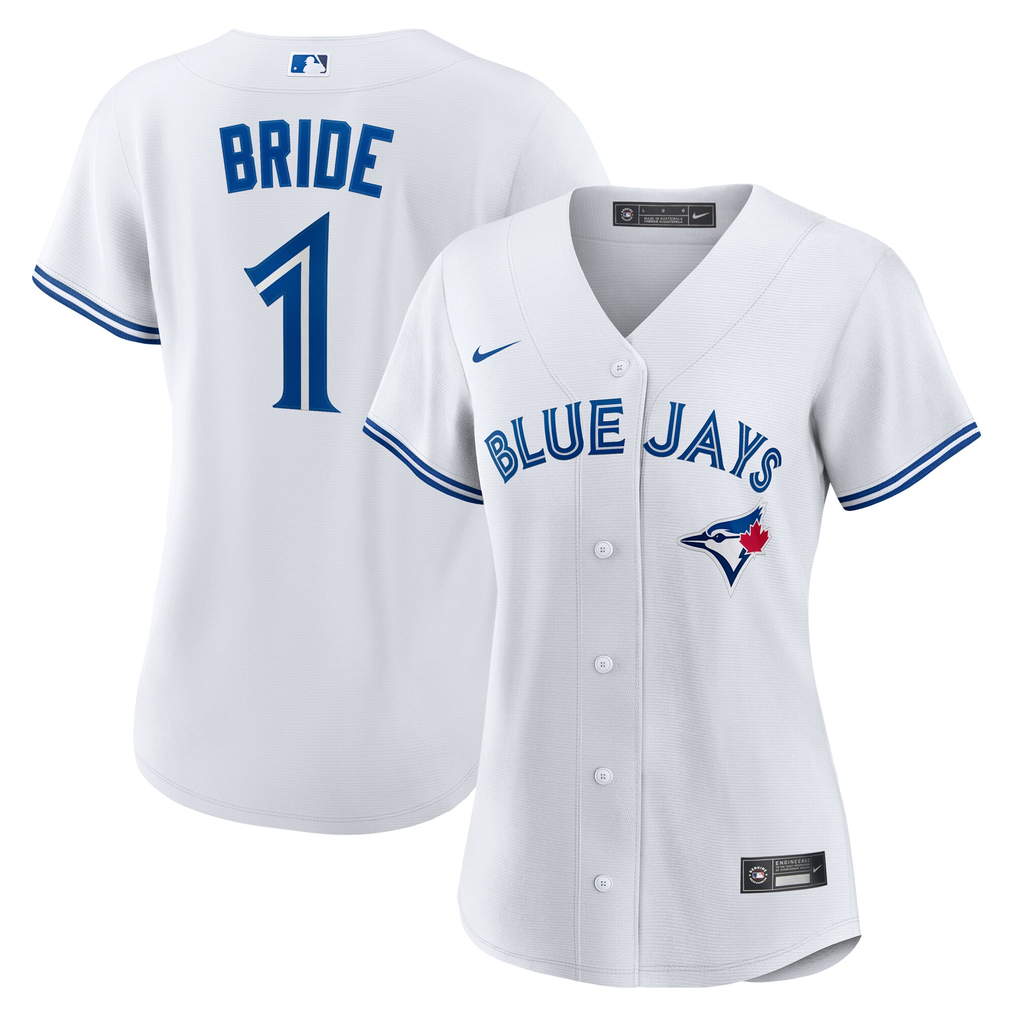 Toronto Blue Jays White #1 Bride Home MLB Jersey Women's