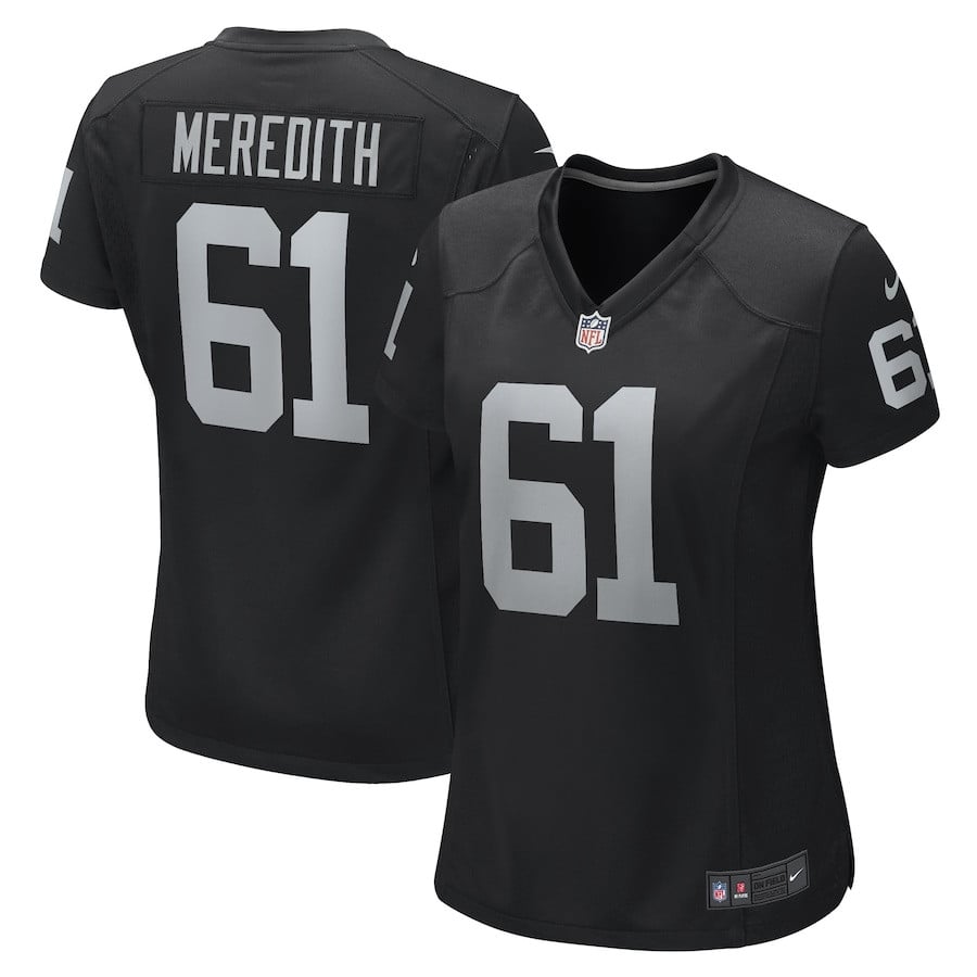 Jordan Meredith 61 Las Vegas Raiders Team Game Black NFL Jersey Women's