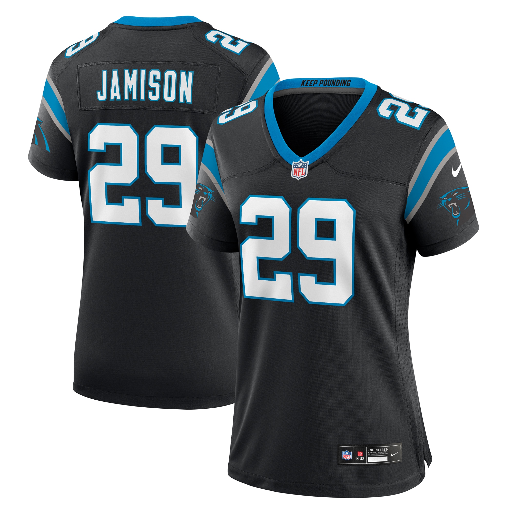 Carolina Panthers D'Shawn Jamison Black Team Game NFL Jersey Women's