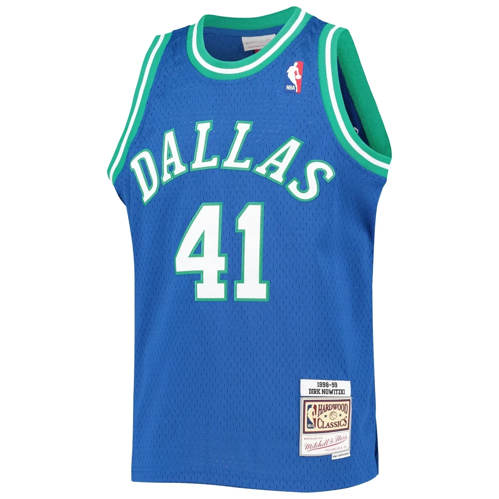 Dirk Nowitzki Dallas Mavericks Mitchell&Nes 1998-99 Hardwood Classics Swingman Blue NBA Jersey Youth