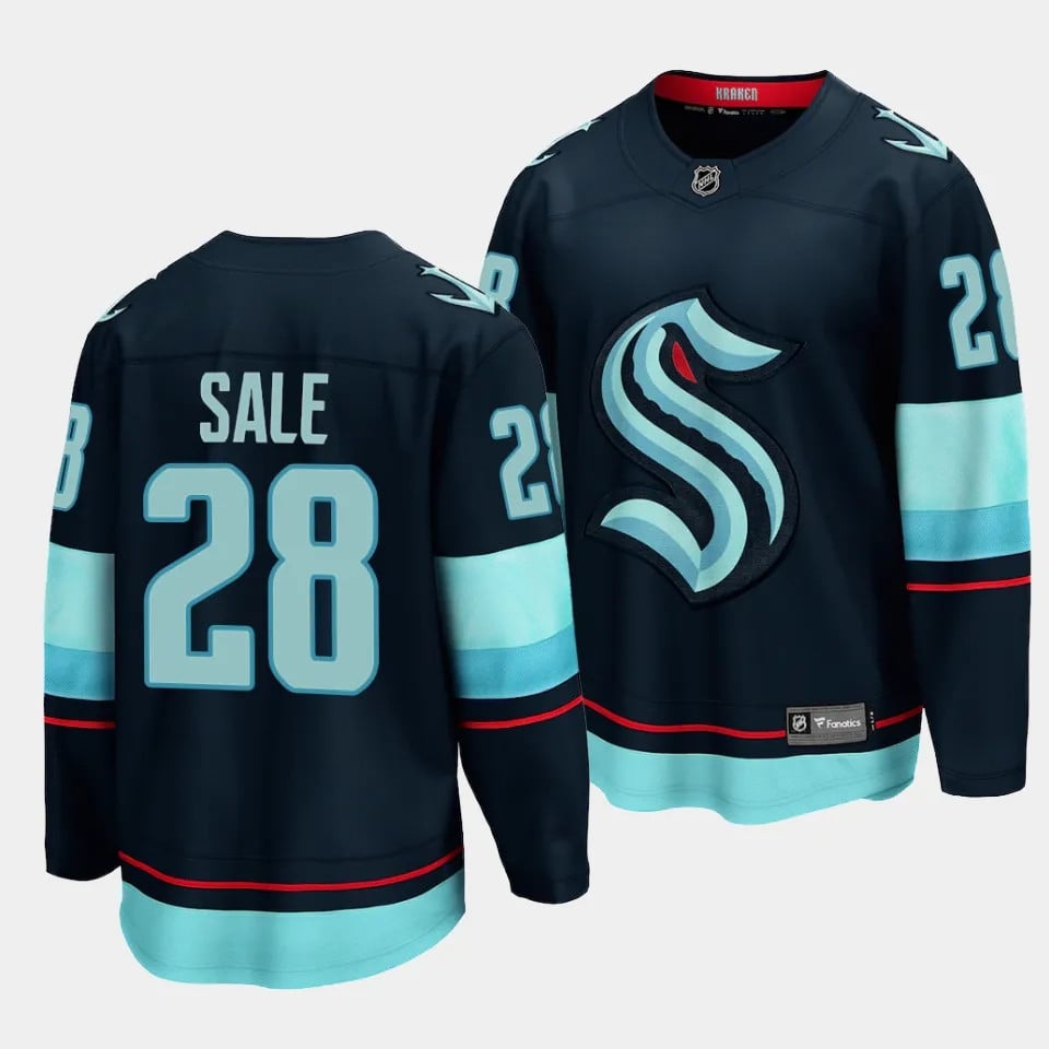 Eduard Sale #28 Seattle Kraken 2023 Draft Home Blue NHL Jersey Men's