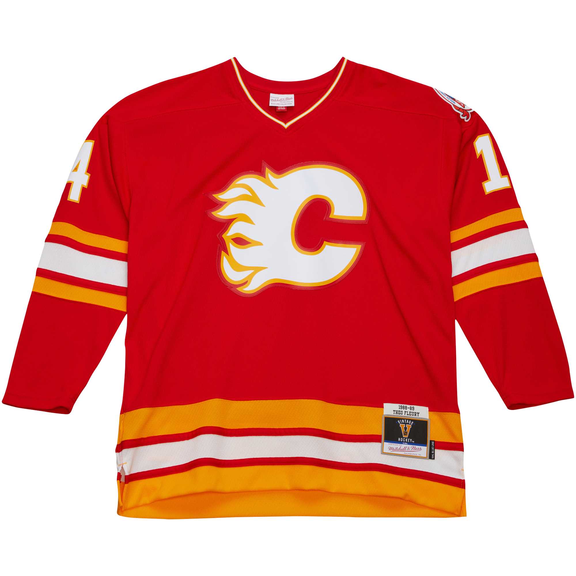 Calgary Flames Theoren Fleury Mitchell Ness Red 1988/89 Blue Line Player NHL Jersey Men's