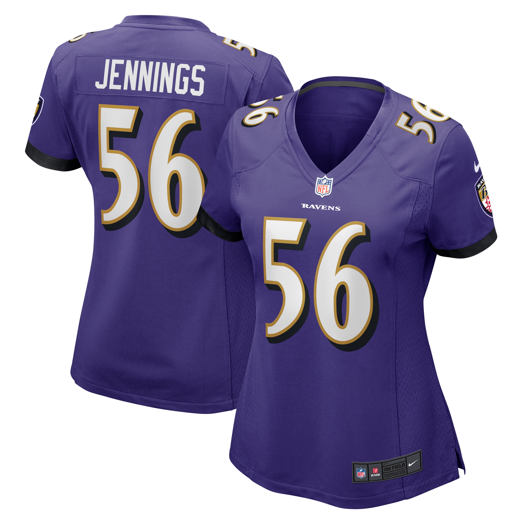 Baltimore Ravens Deion Jennings Purple Game NFL Jersey Women's