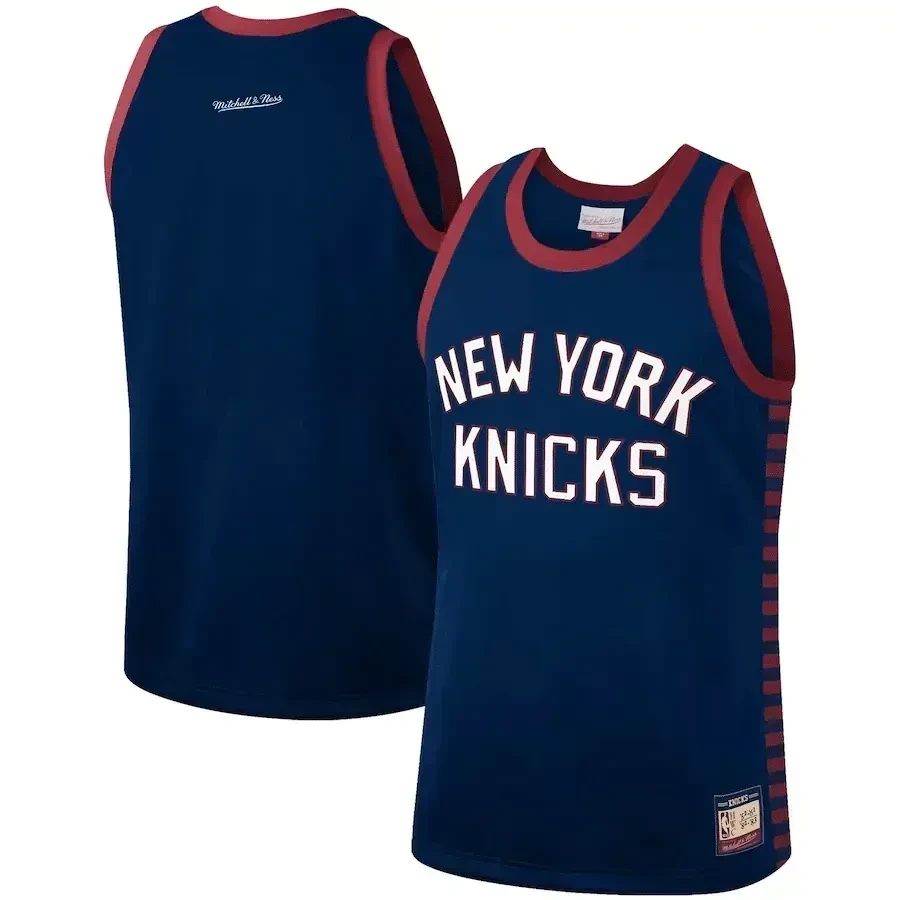 New York Knicks Mitchell Ness Hardwood Classics Team Heritage Fashion Blue NBA Jersey Men's