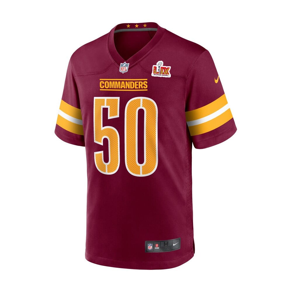 Andre Jones Jr. #50 Washington Commanders Super Bowl LIX Burgundy NFL Jersey Youth