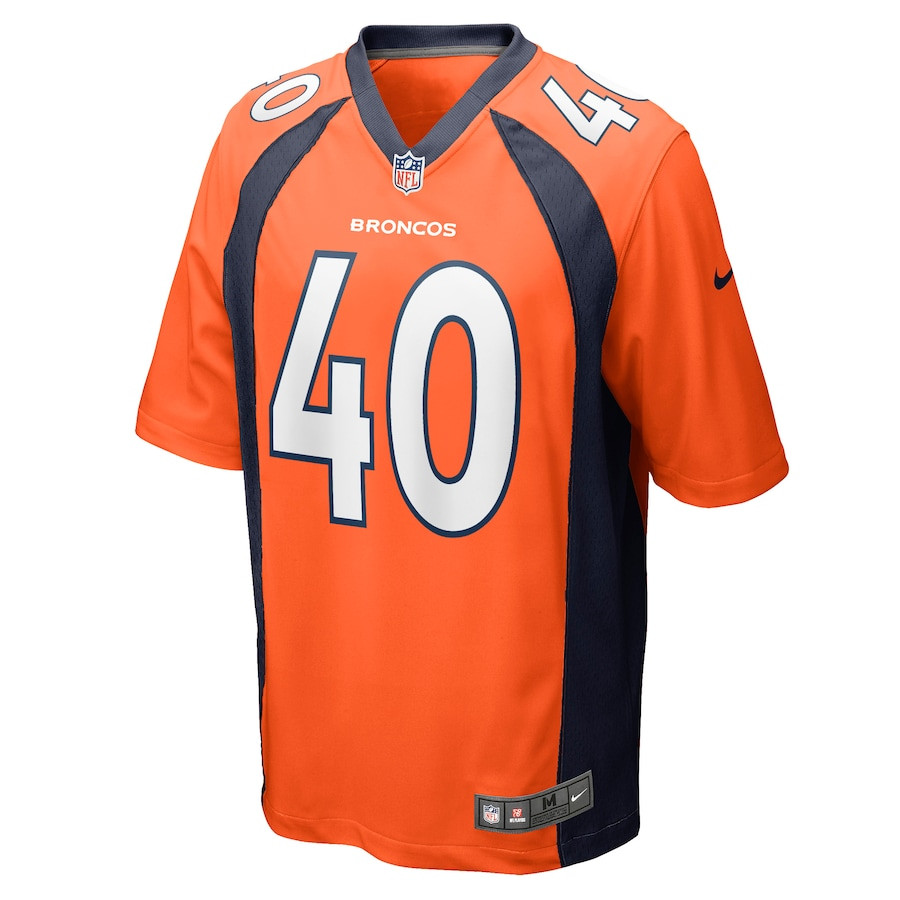 Justin Strnad 40 Denver Broncos Game Orange NFL Jersey Men's