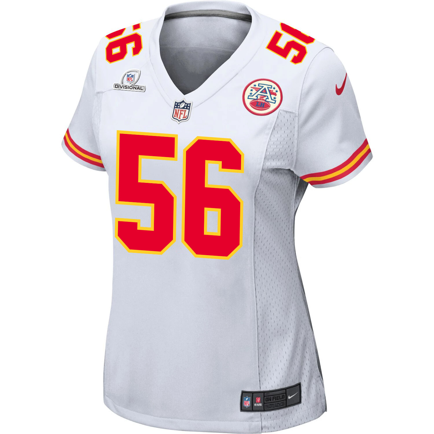 George Karlaftis 56 Kansas City Chiefs Super Bowl LVIII Patch Game White NFL Jersey Women's
