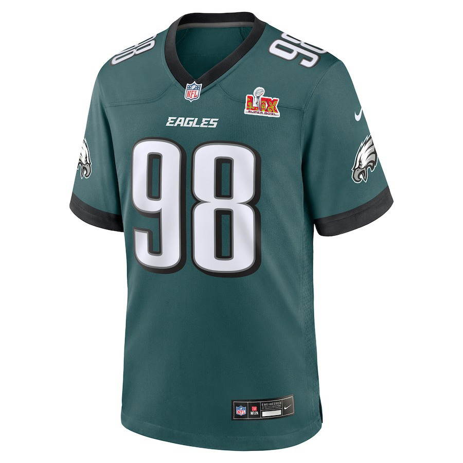 Jalen Carter #98 Philadelphia Eagles Super Bowl LIX Midnight Green NFL Jersey Men's