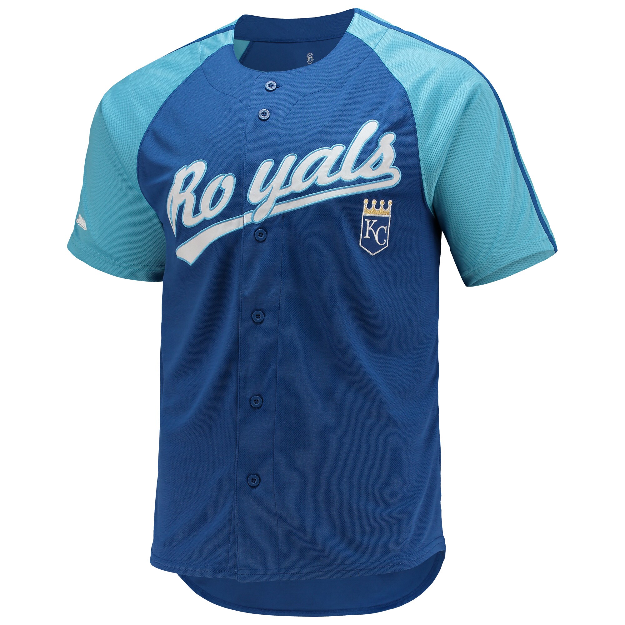 Kansas City Royals Stitches Royal Button-Down Raglan MLB Jersey Men's