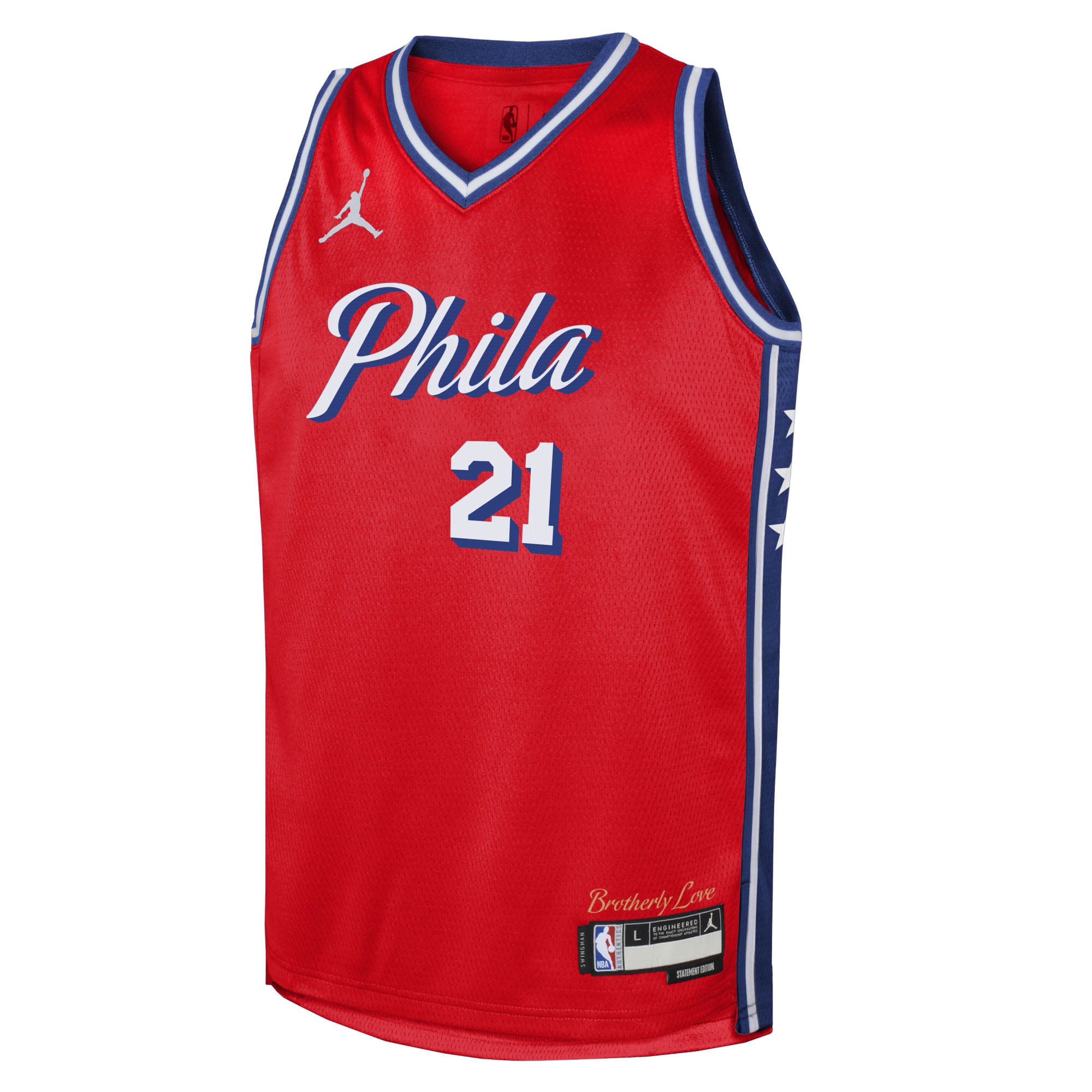 Jordan Brand Joel Embiid Red Philadelphia 76ers Swingman Statement Edition NBA Jersey Youth