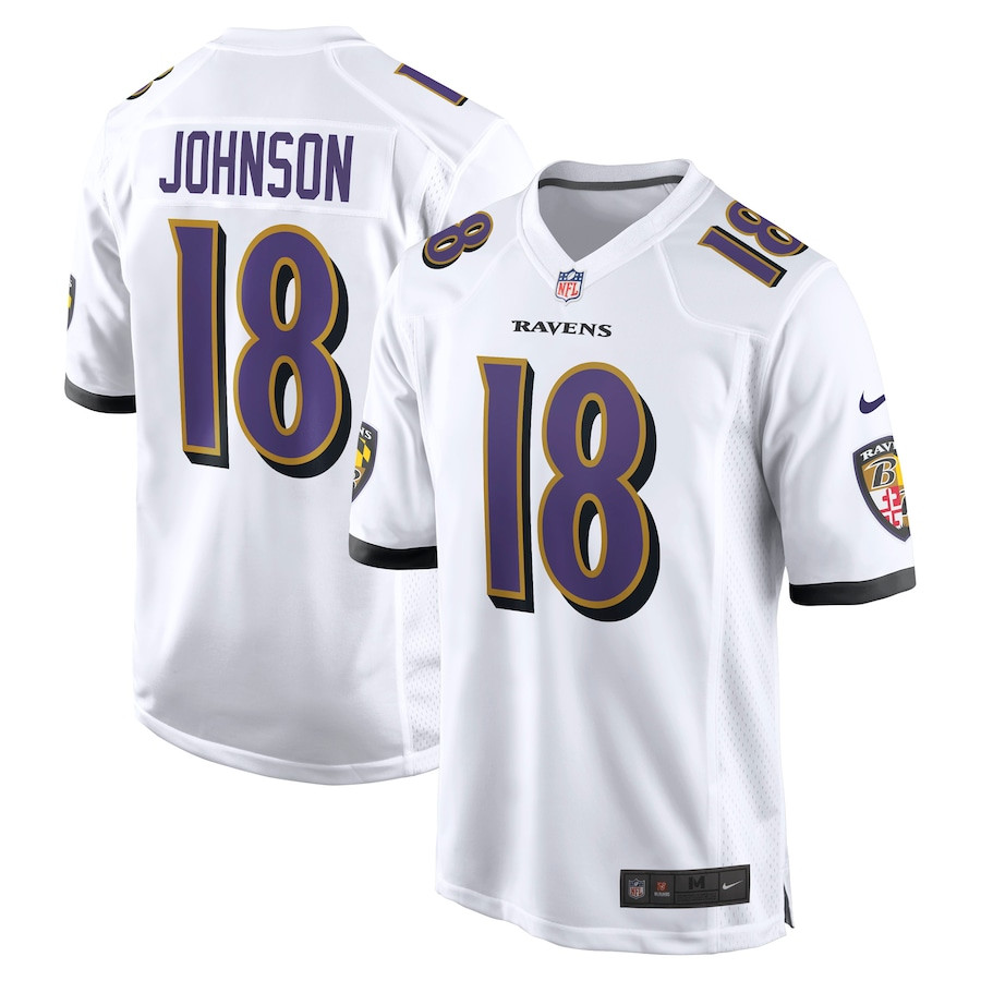 Diontae Johnson 18 Baltimore Ravens Player Game White NFL Jersey Men's