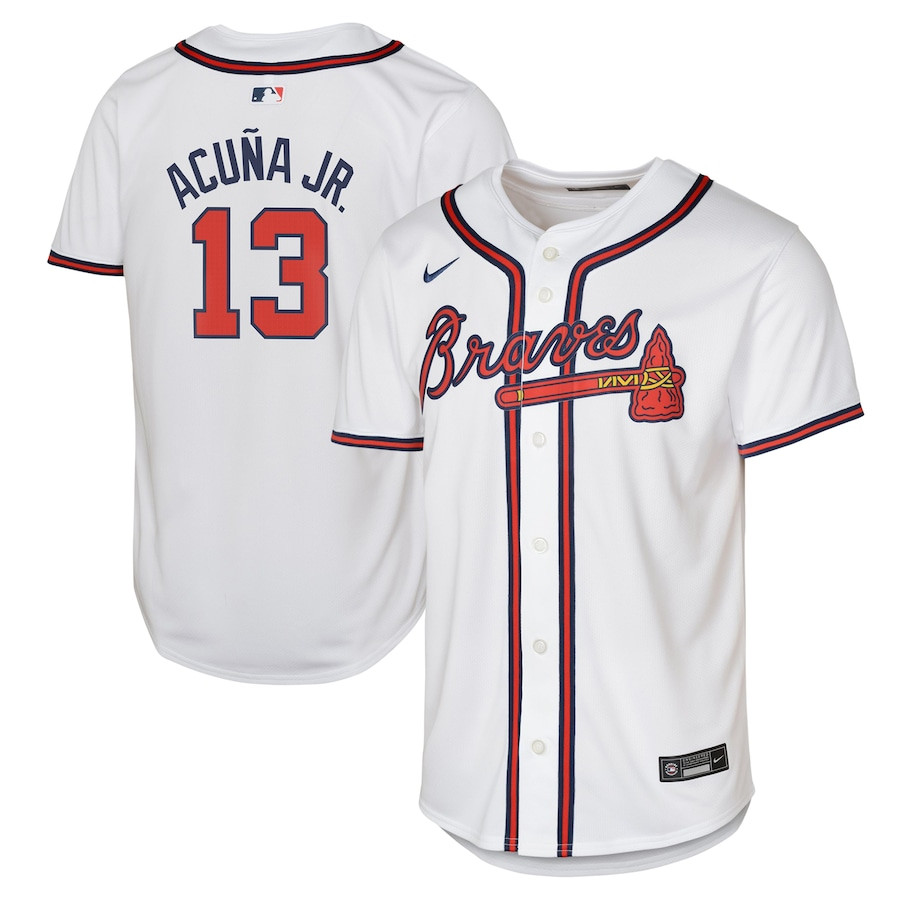 Ronald Acu?a Jr. 13 Atlanta Braves Home Limited Player White MLB Jersey Youth